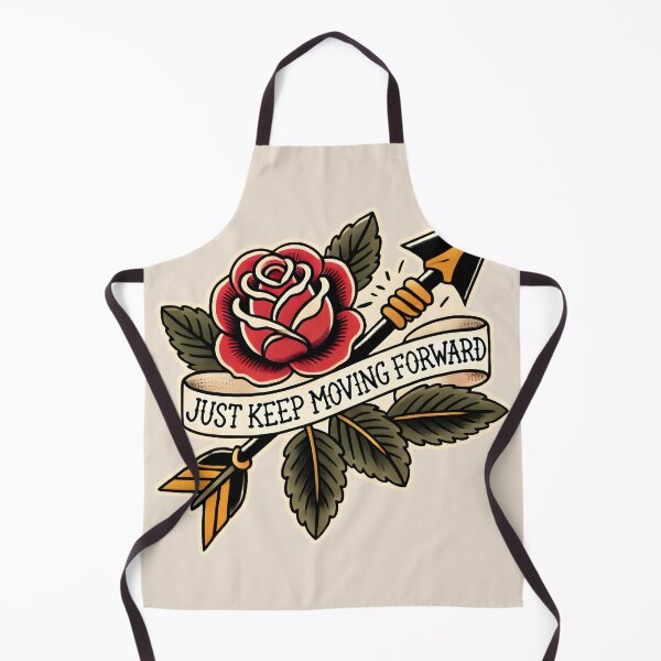 Aperçu de l'œuvre Dessin de Rose et Flèche - "Continue d'Avancer" - Style Old School créée et vendue par Tattee.