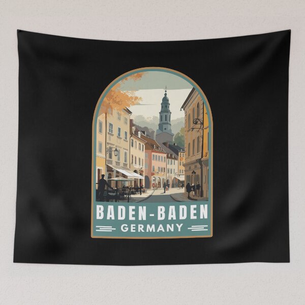 Item preview, Baden-Baden in Baden-Württemberg Germany Retro Travel Art Emblem designed and sold by MaateoDesign.
