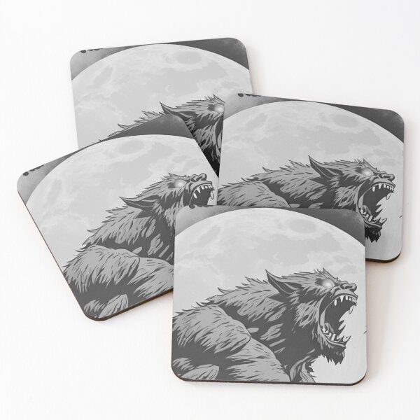 Item preview, Werewolf and Moon- black and white designed and sold by Bradley-Designs.