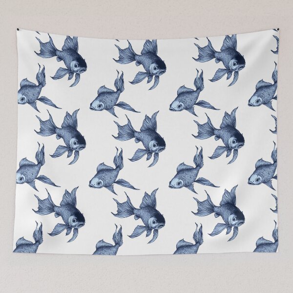 Item preview, Silvery Blue Graceful Glorious Goldfish designed and sold by Vicki Noble Art.