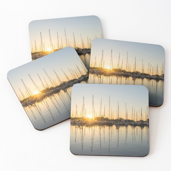 Item preview, Cyber Yellow Sunrise with Yachts designed and sold by Georgia Mizuleva.