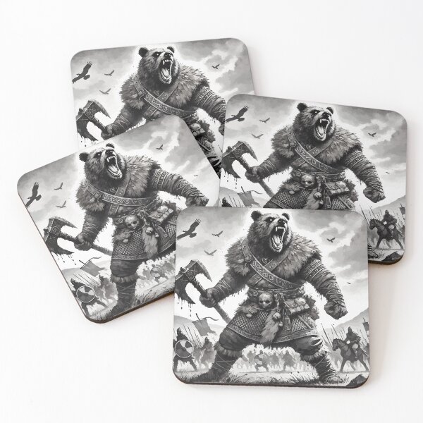 Item preview, Bear Berserker Norse Valhalla Mythology Monochromatic designed and sold by TomFrontierArt.