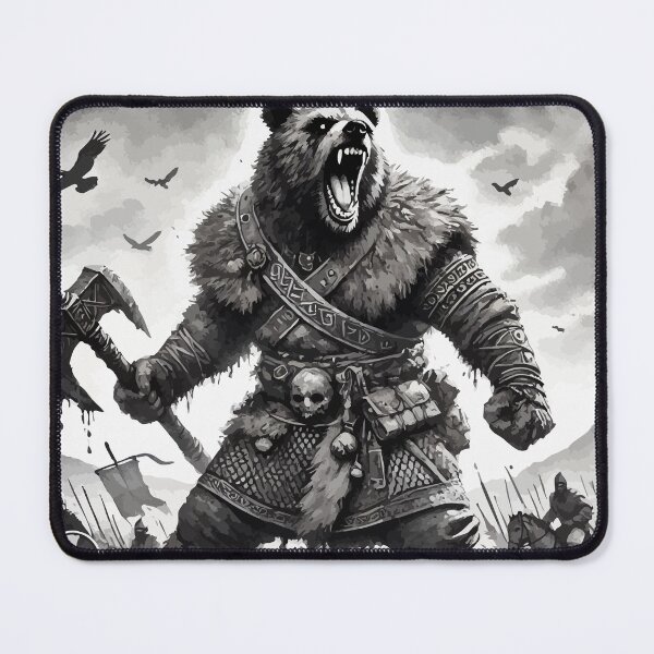 Item preview, Bear Berserker Norse Valhalla Mythology Monochromatic designed and sold by TomFrontierArt.