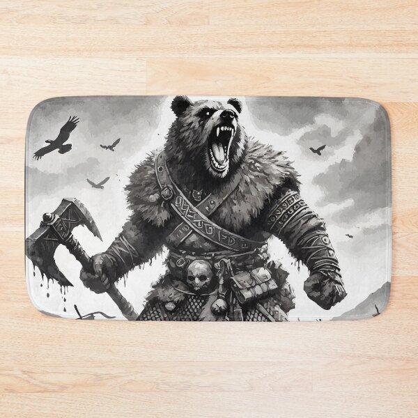Item preview, Bear Berserker Norse Valhalla Mythology Monochromatic designed and sold by TomFrontierArt.