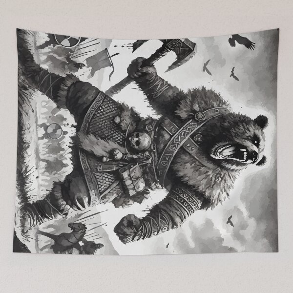 Item preview, Bear Berserker Norse Valhalla Mythology Monochromatic designed and sold by TomFrontierArt.
