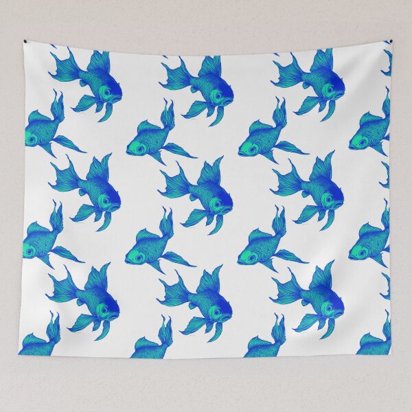 Item preview, Iridescent Blue Green Graceful Glorious Golden Goldfish designed and sold by Vicki Noble Art.
