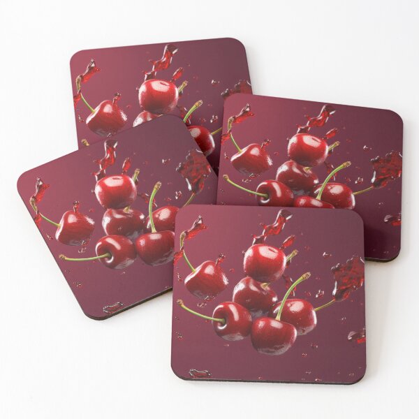 Item preview, Juicy cherries appear to be floating in midair with droplets of liquid splashing around them. designed and sold by anytka.