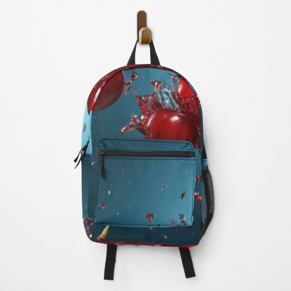 Item preview, Juicy cherries burst with vibrant red splashes against a gradient blue background. designed and sold by anytka.