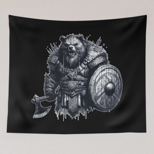 Item preview, Cool Viking Warrior Bear Monochromatic designed and sold by TomFrontierArt.