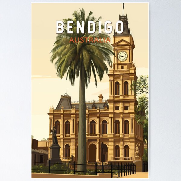 Item preview, Bendigo Australia Travel Art Vintage designed and sold by KrisSidDesigns.
