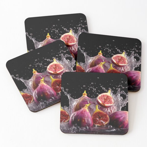 Item preview, Figs are dynamically splashing in water, displaying their vibrant purples and reds designed and sold by anytka.