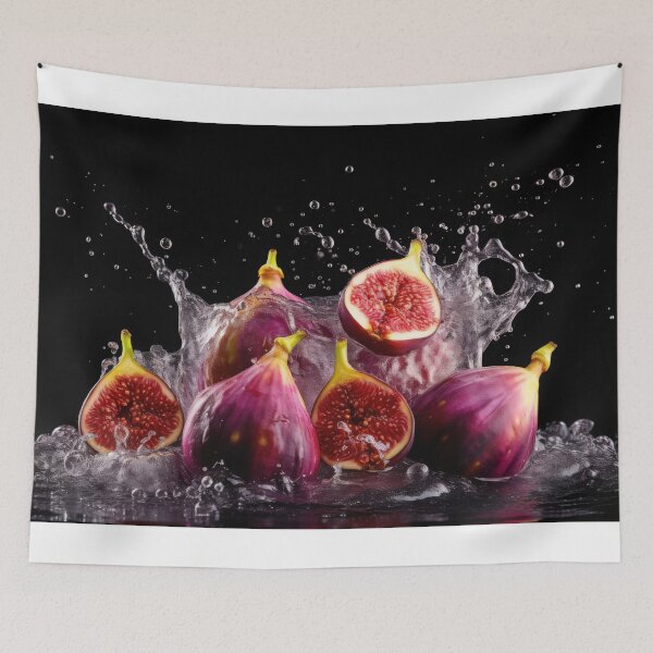 Item preview, Figs are dynamically splashing in water, displaying their vibrant purples and reds designed and sold by anytka.