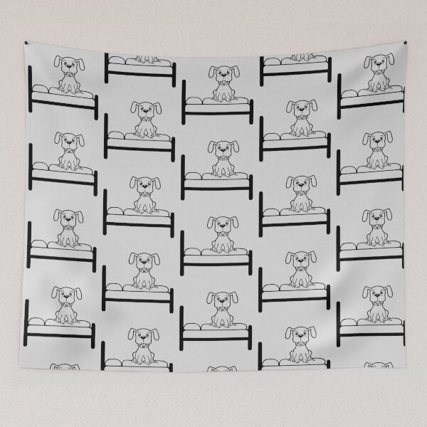 Item preview, Dog On Bed Relaxed Sleeping Bedroom Cute Comic Cartoon designed and sold by shirt-o-mat.