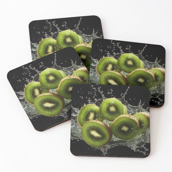 Item preview, Slices of kiwi fruit are captured mid-air as water splashes around them designed and sold by anytka.