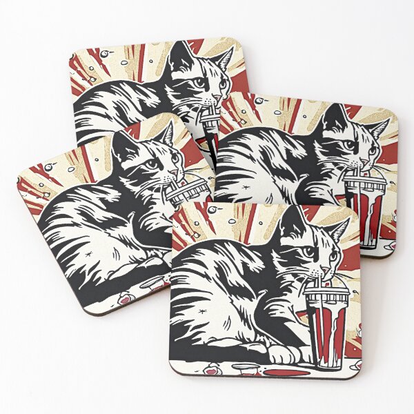 Item preview, Cat Drinking Mixed Genres AI-generated Cartoon Art designed and sold by NickWhittleArt.