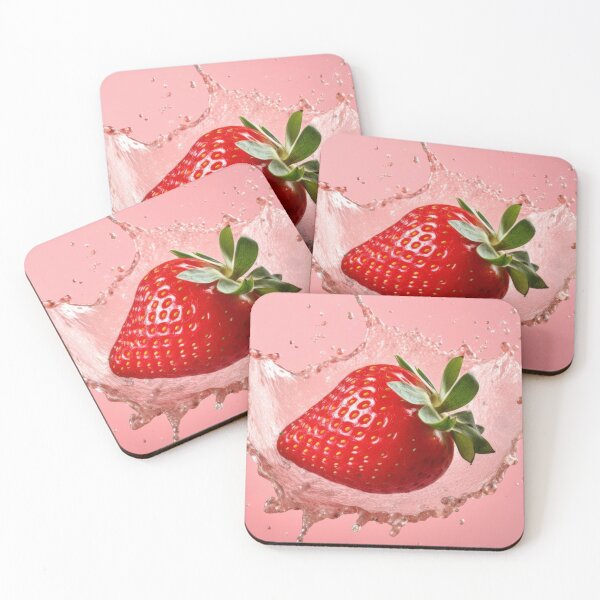 Item preview, A vibrant strawberry is captured in mid-air, surrounded by a splash of liquid designed and sold by anytka.