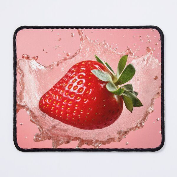 Item preview, A vibrant strawberry is captured in mid-air, surrounded by a splash of liquid designed and sold by anytka.