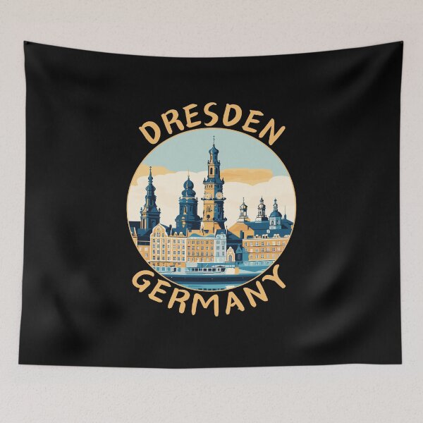 Item preview, Dresden in Saxony Germany Retro Travel Art Badge designed and sold by MaateoDesign.