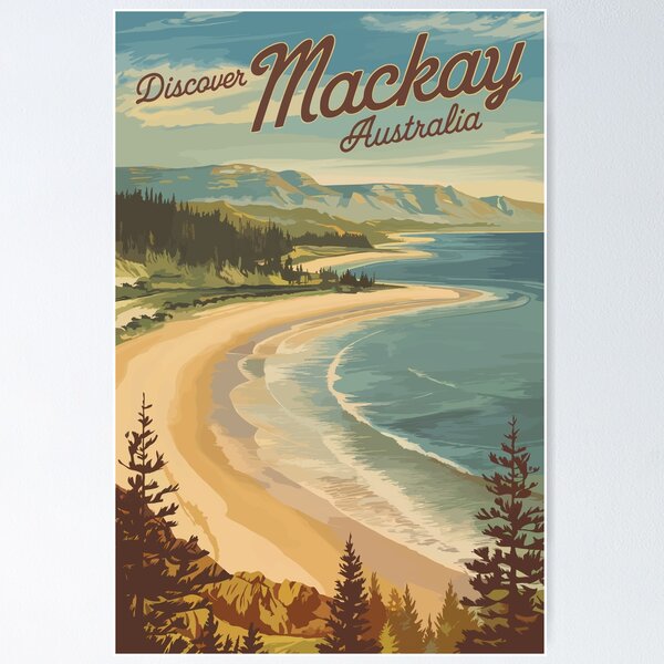 Item preview, Mackay Australia Illustration Travel Art Vintage designed and sold by KrisSidDesigns.