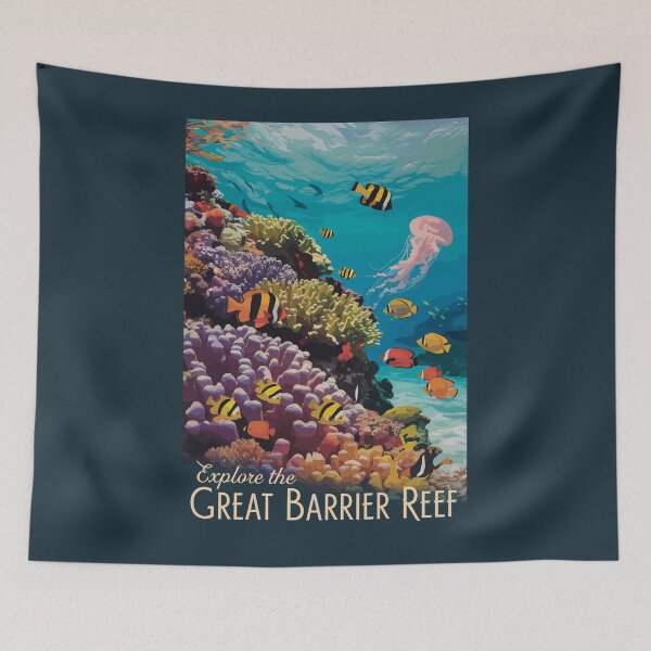 Item preview, Great Barrier Reef Queensland Travel Art Vintage designed and sold by KrisSidDesigns.