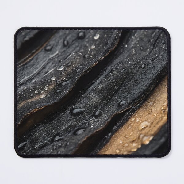 Item preview, Close-up of textured black wood with droplets after rain in a natural setting highlighting organic shapes and rich material depth designed and sold by anytka.