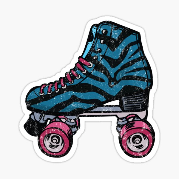 Item preview, 80s blue zebra quad roller skates designed and sold by Toomuchfun.