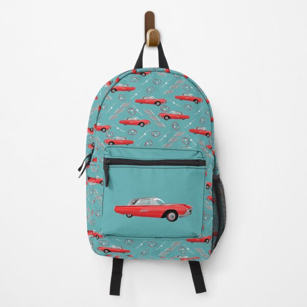 Item preview, 1963 Red Hot Hot Rod Antique Car on Medium Light Teal Half-Drop Repeat 5748 designed and sold by Art in My Loft.