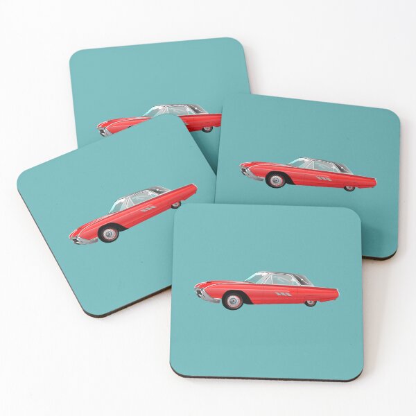 Item preview, 1963 Red Hot Hot Rod Antique Car on Medium Light Teal Half-Drop Repeat 5748 designed and sold by Art in My Loft.