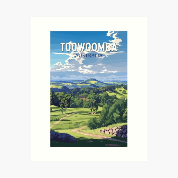 Item preview, Toowoomba Australia Travel Art Vintage designed and sold by KrisSidDesigns.