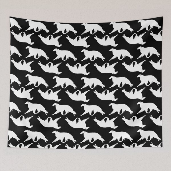 Item preview, Borzoi Silhouette Pattern in White and Black designed and sold by Spinyflowerart.