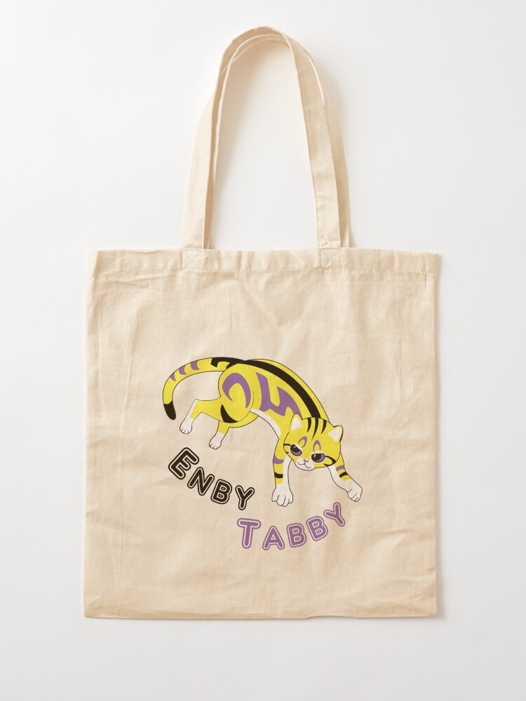 Thumbnail 2 of 5, Tote Bag, Enby Tabby (marble pattern) designed and sold by WolfberryStudio.