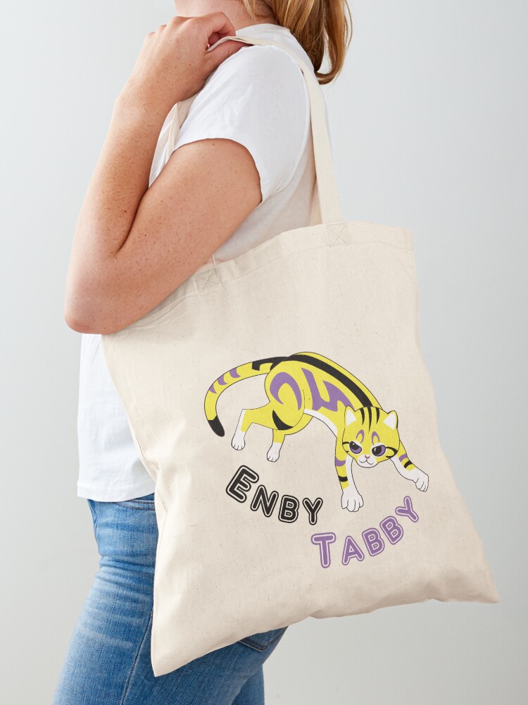 Thumbnail 1 of 5, Tote Bag, Enby Tabby (marble pattern) designed and sold by WolfberryStudio.