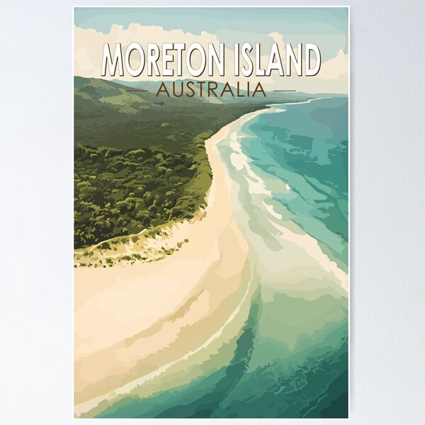 Item preview, Moreton Island Australia Travel Art Vintage designed and sold by KrisSidDesigns.