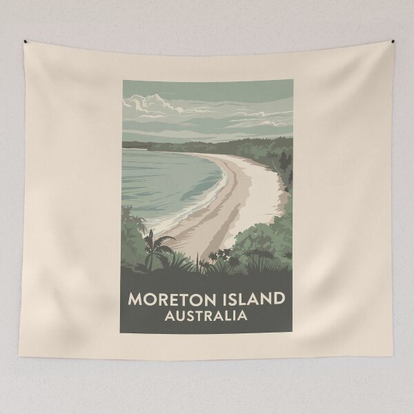 Item preview, Moreton Island Australia Illustration Travel Art Vintage designed and sold by KrisSidDesigns.