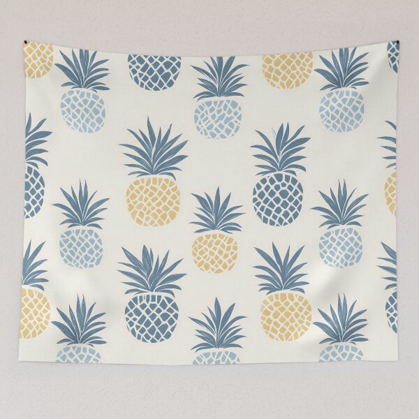 Item preview, Minimalist Pineapple Pattern in Blue and Yellow designed and sold by my-sanity.