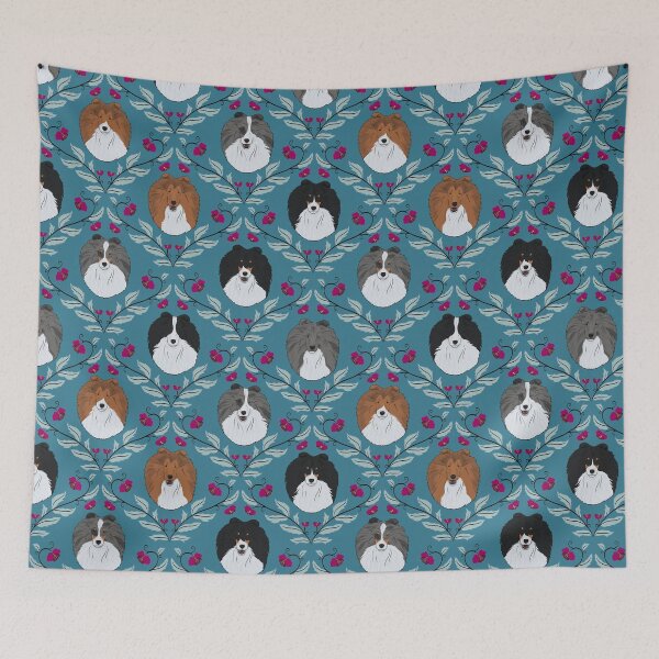 Item preview, Shelties in Teal designed and sold by Spinyflowerart.