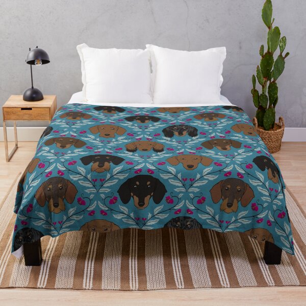 Item preview, Dachshunds in Teal designed and sold by Spinyflowerart.
