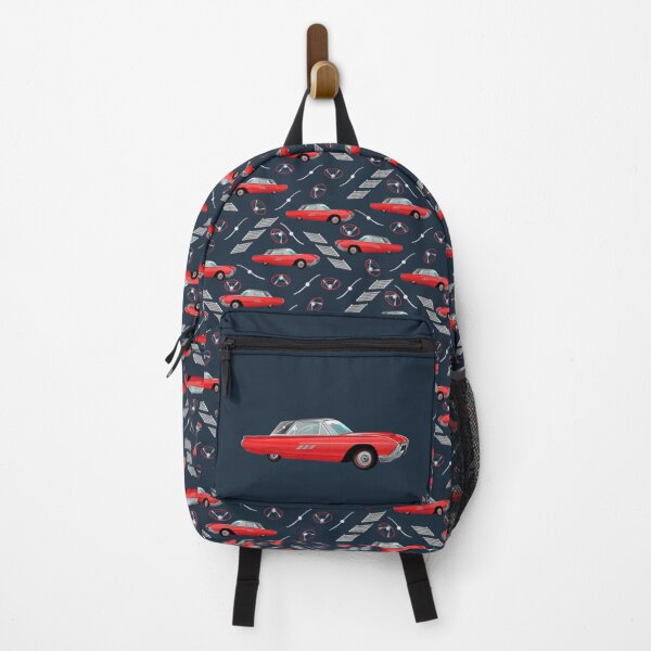 Item preview, 1963 Red Hot Hot Rod Antique Car on Slate Blue Half-Drop Repeat 5748 designed and sold by Art in My Loft.