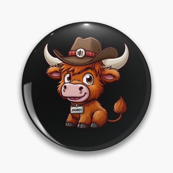 Item preview, Cartoon highland cow with cowboy hat, "James #1 designed and sold by hardingcarl2.