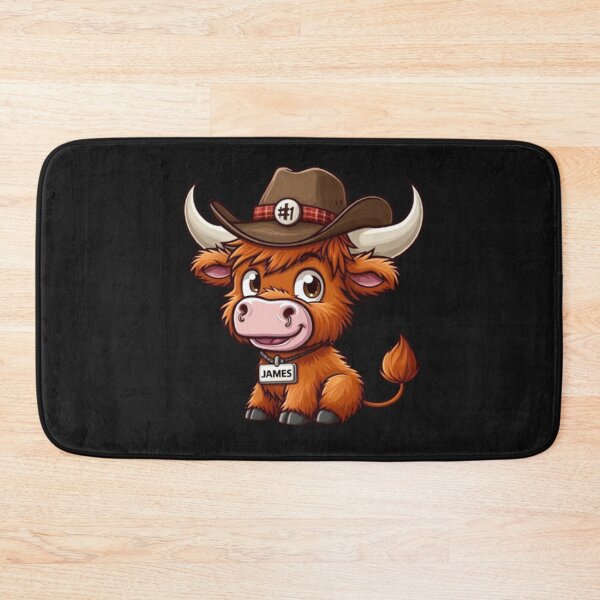 Item preview, Cartoon highland cow with cowboy hat, "James #1 designed and sold by hardingcarl2.