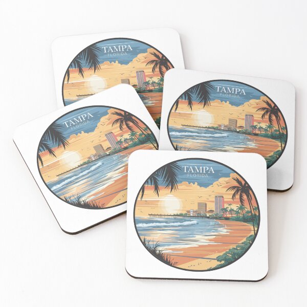 Item preview, Tampa Florida | Sunset Illustration - Vibrant Coastal Cityscape designed and sold by CircinusStore.