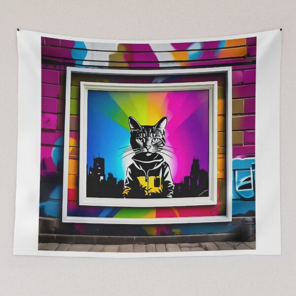 Item preview, Urban graffiti street art Cat designed and sold by Drone-tees.