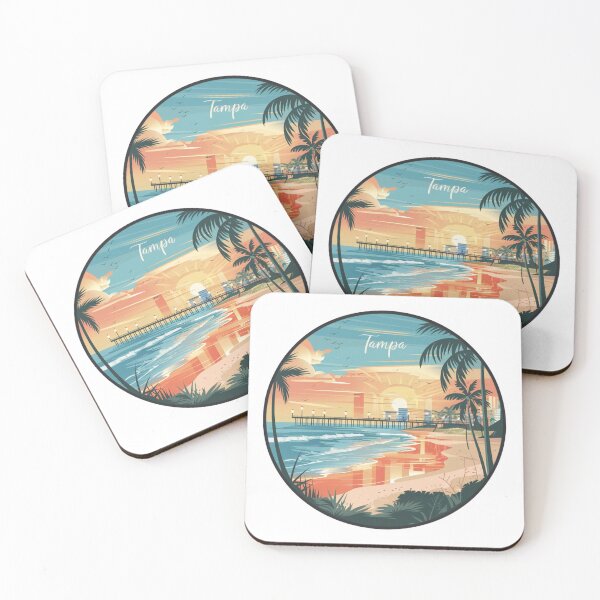 Item preview, Tampa Florida | Scenic Tampa Beach Sunset with Pier, Palm Trees, and Skyline designed and sold by CircinusStore.