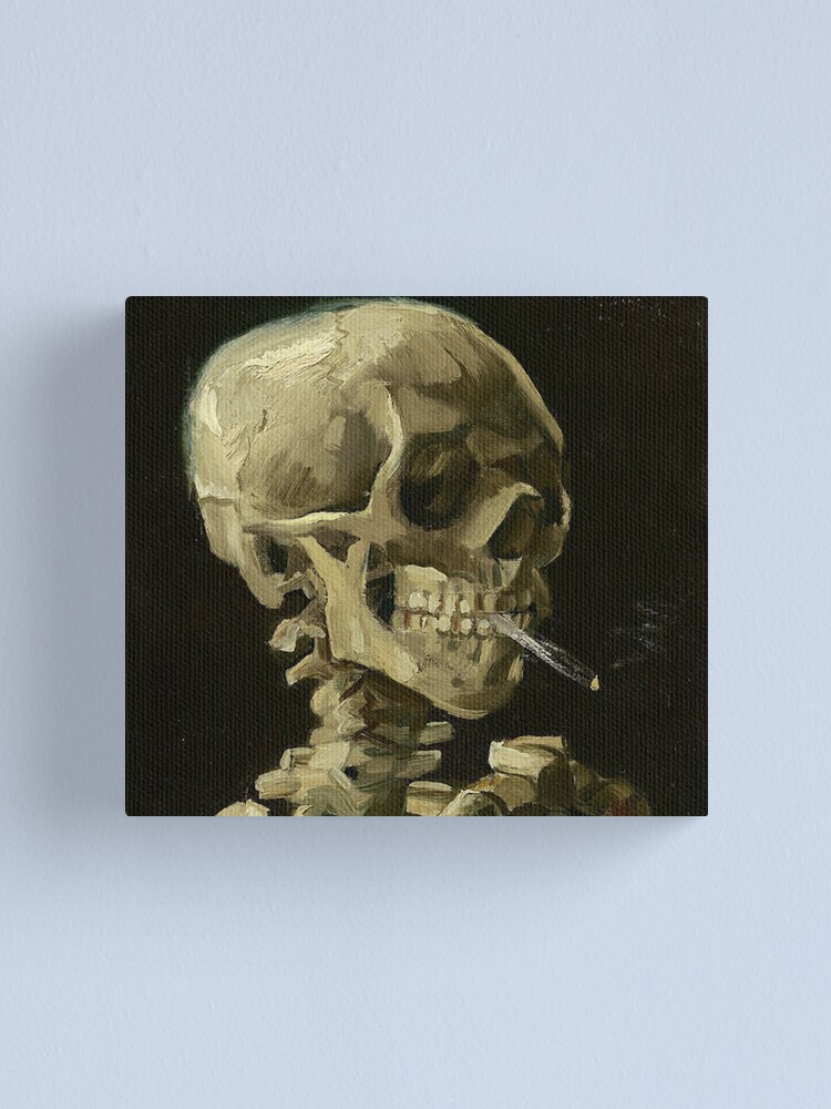 "SKULL OF A SKELETON WITH BURNING CIGARETTE VINCENT VAN GOGH " Canvas Print by iconicpaintings