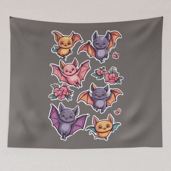 Item preview, Cute Kawaii Bat, Bat kawaii, Batzilla, sweet bat, cute bat, cute,  designed and sold by GOLDENGARDENART.
