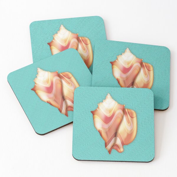 Item preview, Stylized Seashell in Digital Rough Pastels // V2 // Earth Tones with Turquoise Blue Background designed and sold by Elsy's Art.