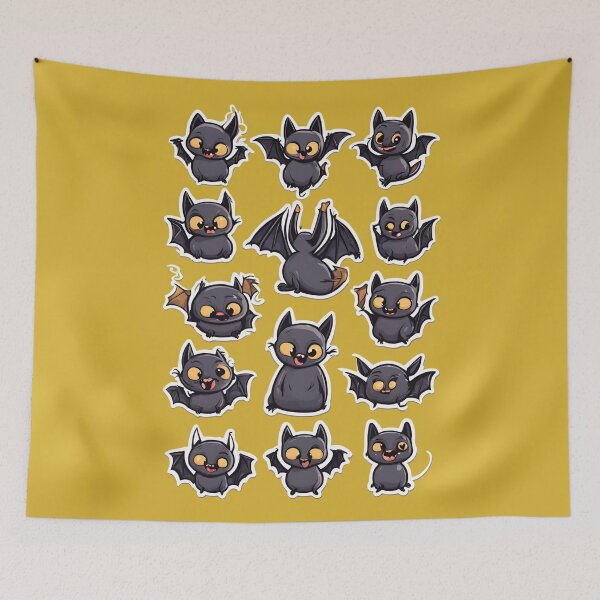 Item preview, Black Kawaii Bat, Bat kawaii, Batzilla, sweet bat, cute bat, cute,  designed and sold by GOLDENGARDENART.