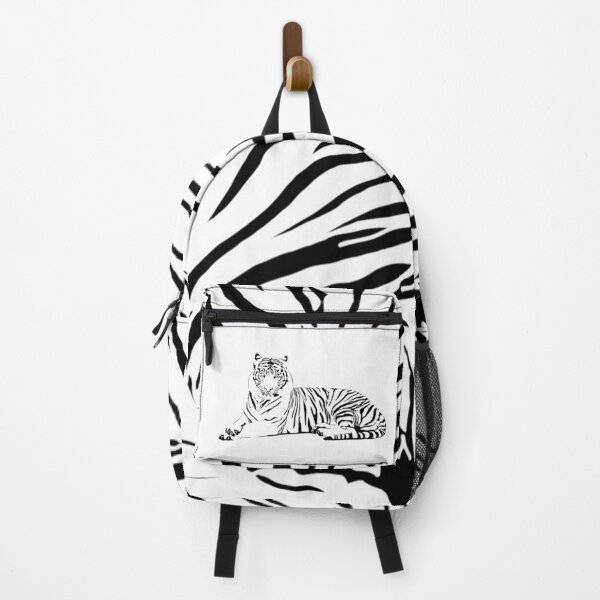 Aperçu de l'œuvre Silhouette de tigre rayé blanc et noir créée et vendue par amgraphics.