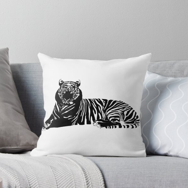 Item preview, Black and White Striped Relaxing Tiger Silhouette designed and sold by amgraphics.