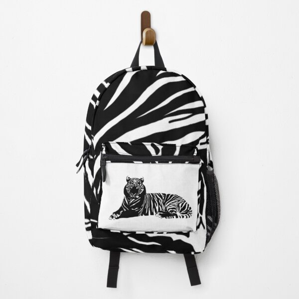 Aperçu de l'œuvre Silhouette de tigre relaxante à rayures noires et blanches créée et vendue par amgraphics.
